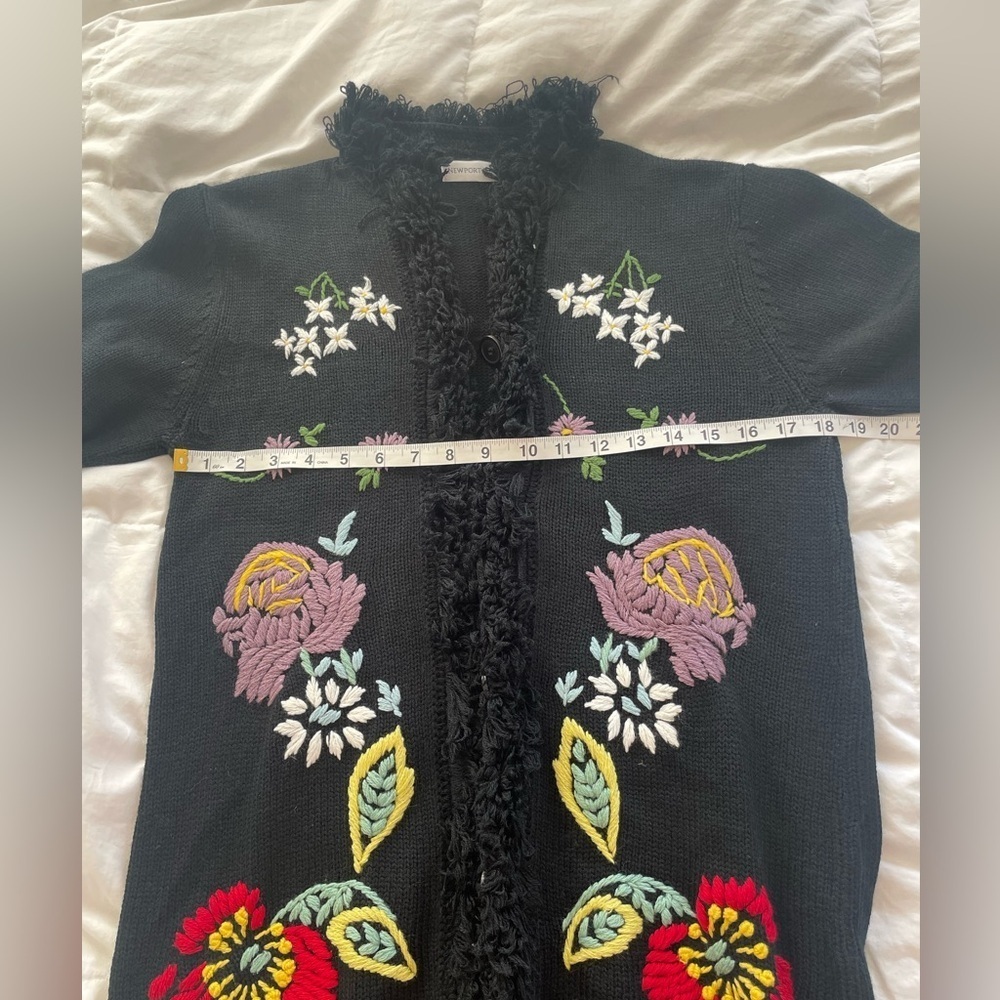 Vintage Newport News Embroidered Floral Button-Up Longline Cardigan | M - Picture 11 of 13